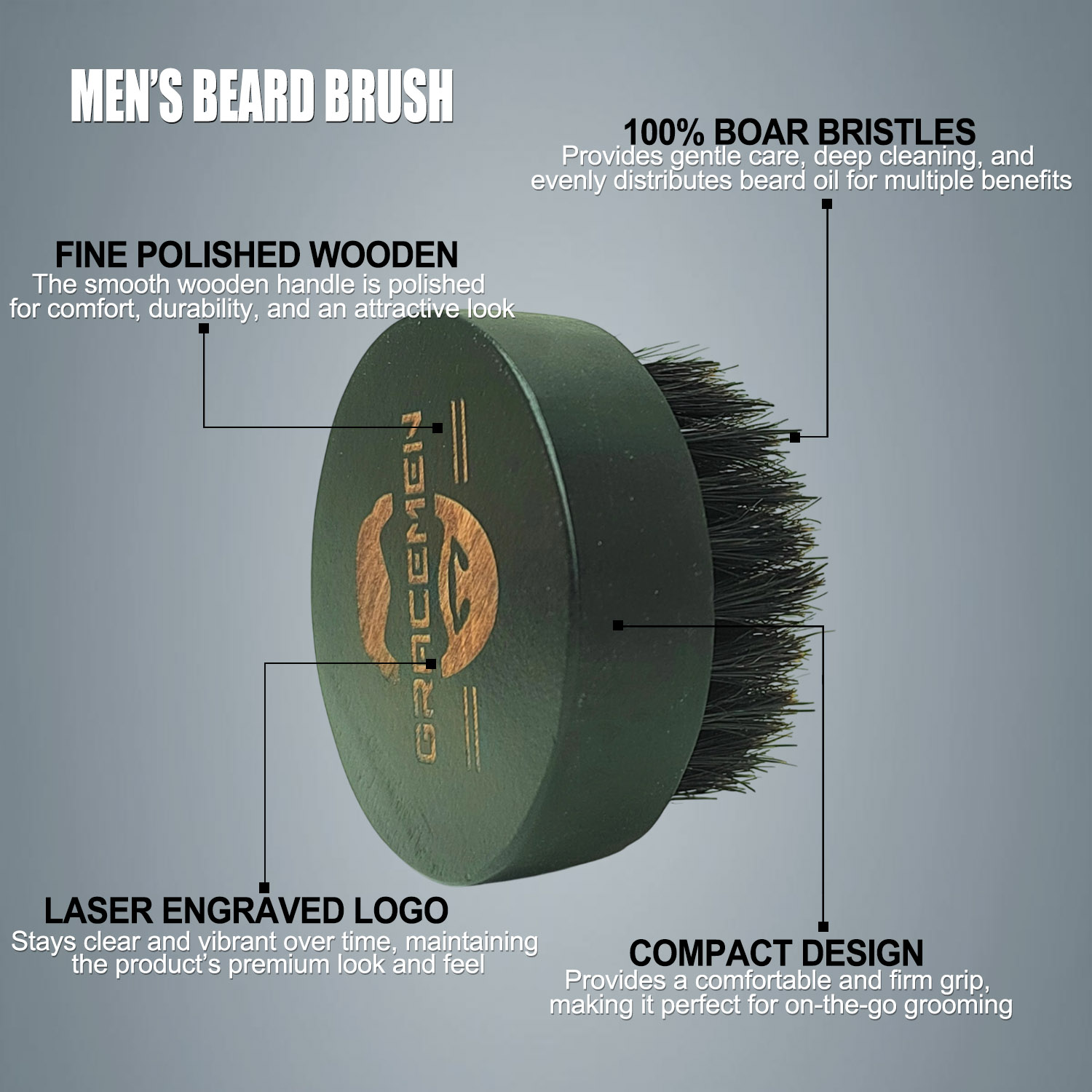 Spazzola da barba rotonda per  - Men'S Grooming Oil recensione e prezzo