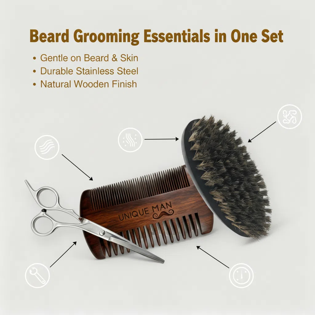 Set barba da uomo UNIQUE MAN,  - Men'S Grooming Oil recensione e prezzo